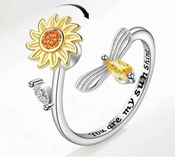 Amaris stress ring multiple views - timeless fidget band