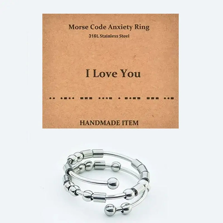 AuraCode anxiety ring on hand - elegant calm jewelry