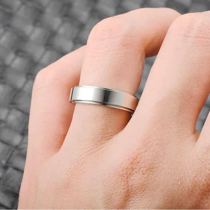 Astra fidget ring with cosmic design - stress relief band