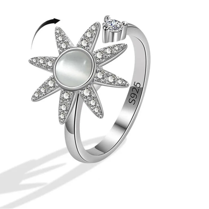 Aluna anxiety ring collection display - premium calm jewelry