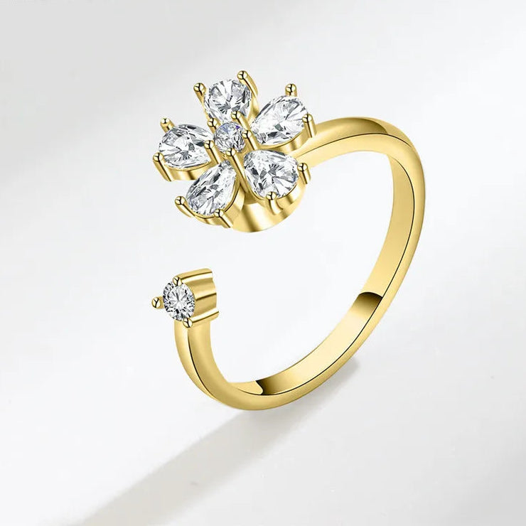 Ariya stress ring side view - elegant fidget design