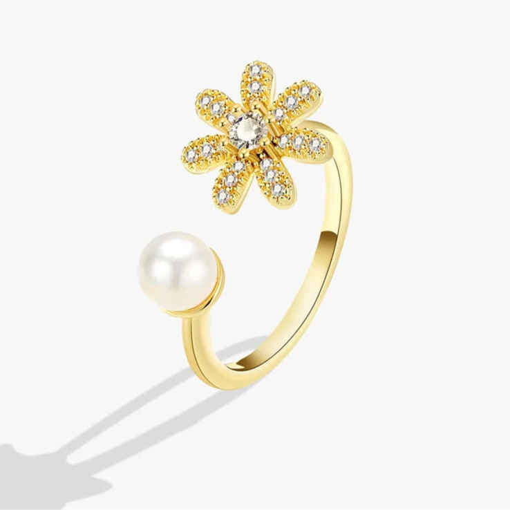 Aurian stress ring side view - golden fidget design