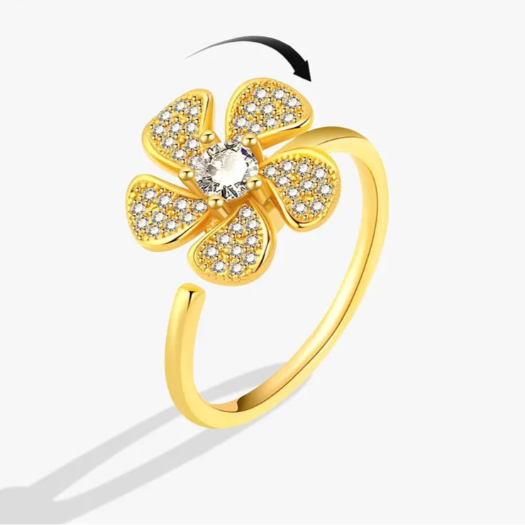 Aurian anxiety ring collection display - premium calm jewelry